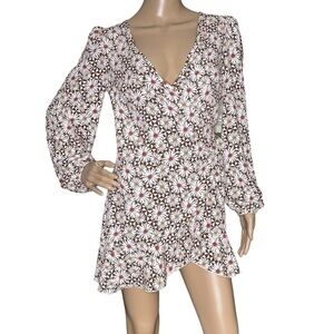 Altar'd State daisy print tan mini ruffle dress NWT Small